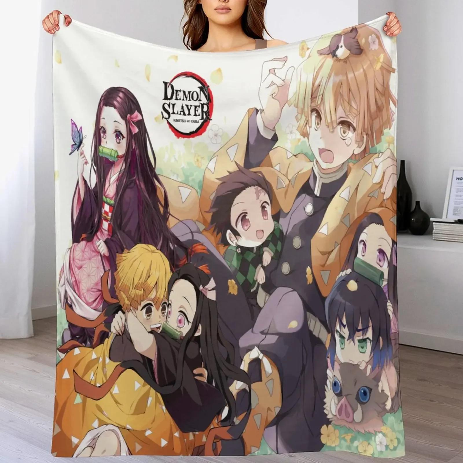 

Anime Fleece Throw Blanket Decorative Fluffy Soft Antistatic Demon Slayer Inspired Home Textiles Cozy Warm Living Room Co 150cm x 200cm