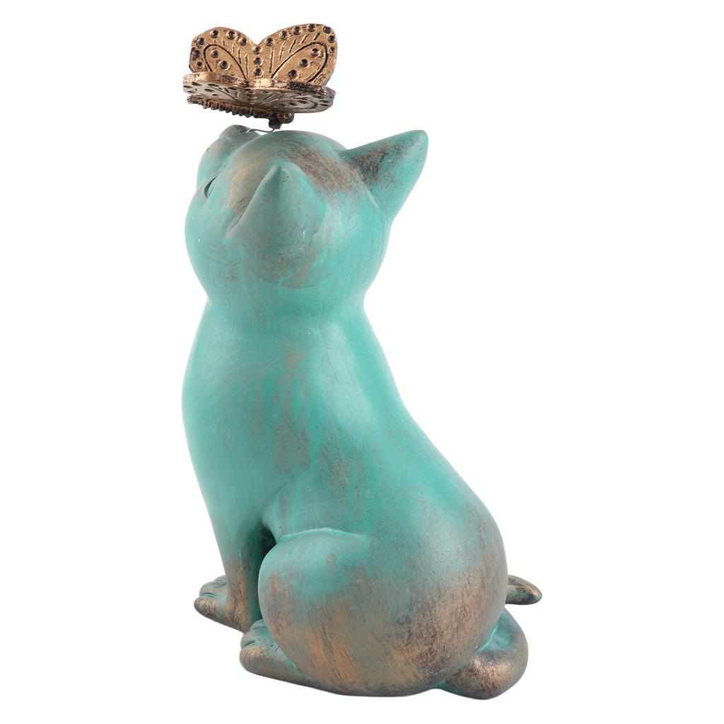 Statua di Gatto in Resina Dettagli Raffinati Stile Retrò Texture Maculata Gatto Seduto per Giardino