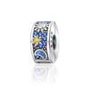 Copper Metal Full Diamond Charm Bead Components Colorful Heart Blooming Rose Round Bead Components Pendant Bead Component Compatible With Authentic
