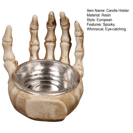 Halloween Candle Holder Spooky Resin Grim Reaper Skeleton Human Organ Statue Tabletop Tea Light Holder for Home Office Kitchen Mantel Decor