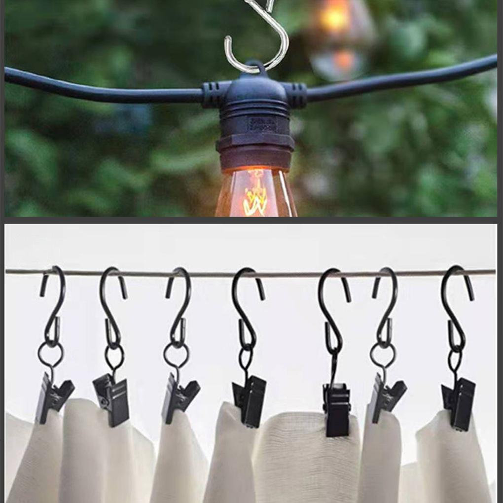 50X Shower Curtain Hooks Hangers Clip Rings Spring Clamps Peg Pin Convenient Home Hotel Window Accessories Replacement