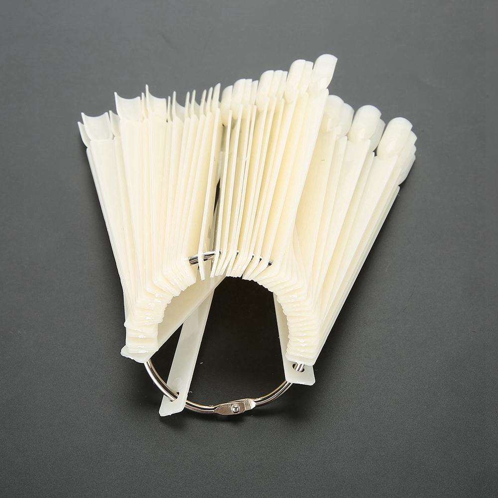 100Pcs Celsius Bag Fan False Nail Tip Stick Manicure Polish Gel Display Practice Tools(White)