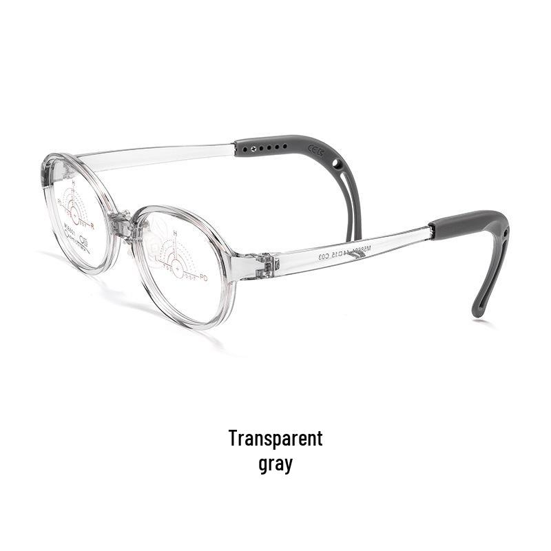 Top-Selling Professional Children's Glasses with Tomato-Style Silicone Nose Pads, Ultra-Light Transparent Gray Unisex Frame