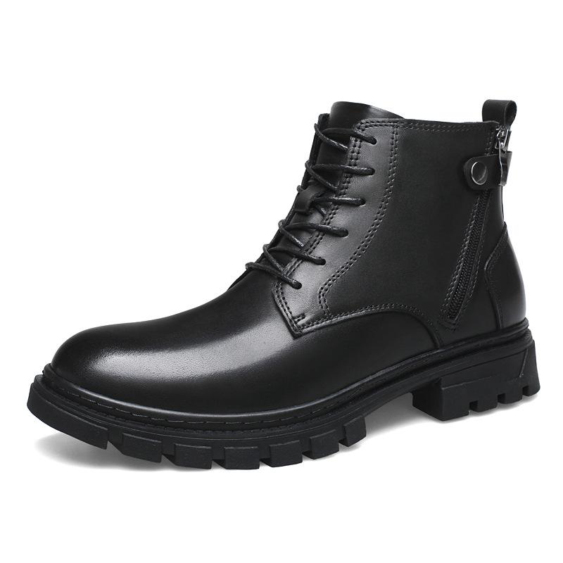 Men s Retro High-top Lace-up Cowhide Martin Boots 41 чёрный