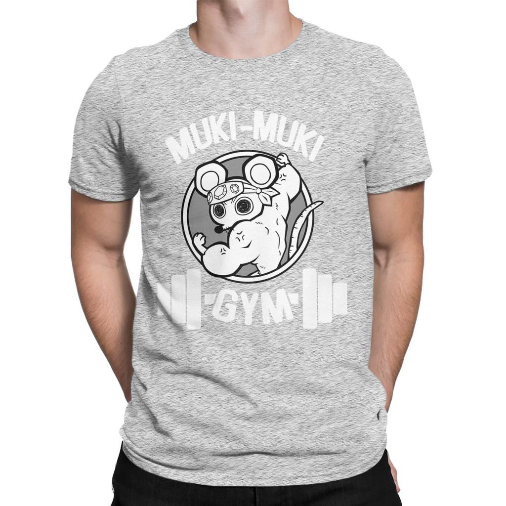 Cool Muki Muki Gym Demon Slayer T-Shirts Men Round Collar Cotton T Shirt Muscle Rats Short Sleeve Tees Graphic Printed Clothes