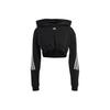 Crop Hoodie Casual Sport Gestreept Trainingspullover Sweatshirt Dames Tops Zwart H47479