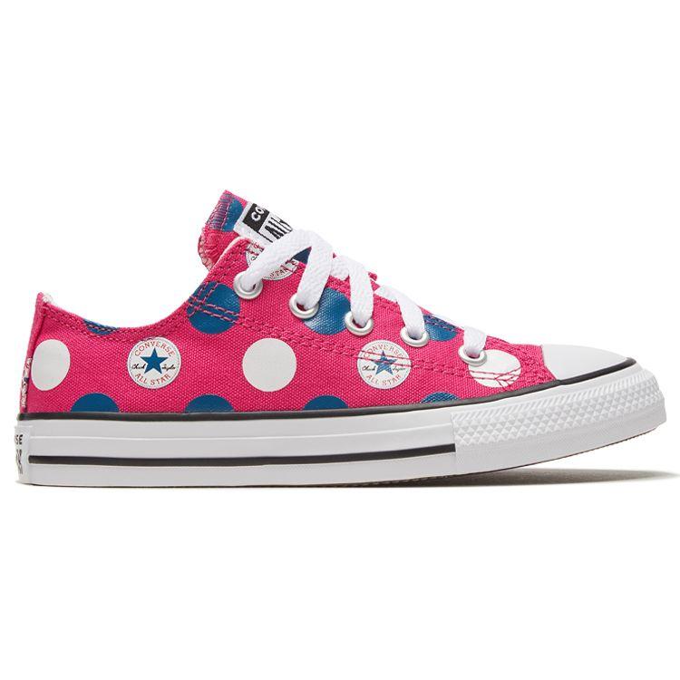 Converse Chuck Taylor All Star Low Top Kids Canvas Shoes Blue Pink Polka Dots Kids Sneakers 667598C