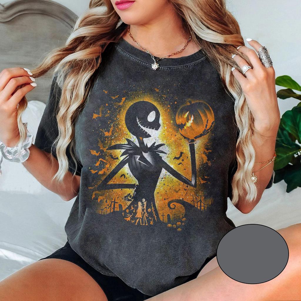 Retro Christmas Nightmare Jack Skellington Portrait Shirt Four Seasons Unisex Pure Cotton Casual Fashion Tshirt