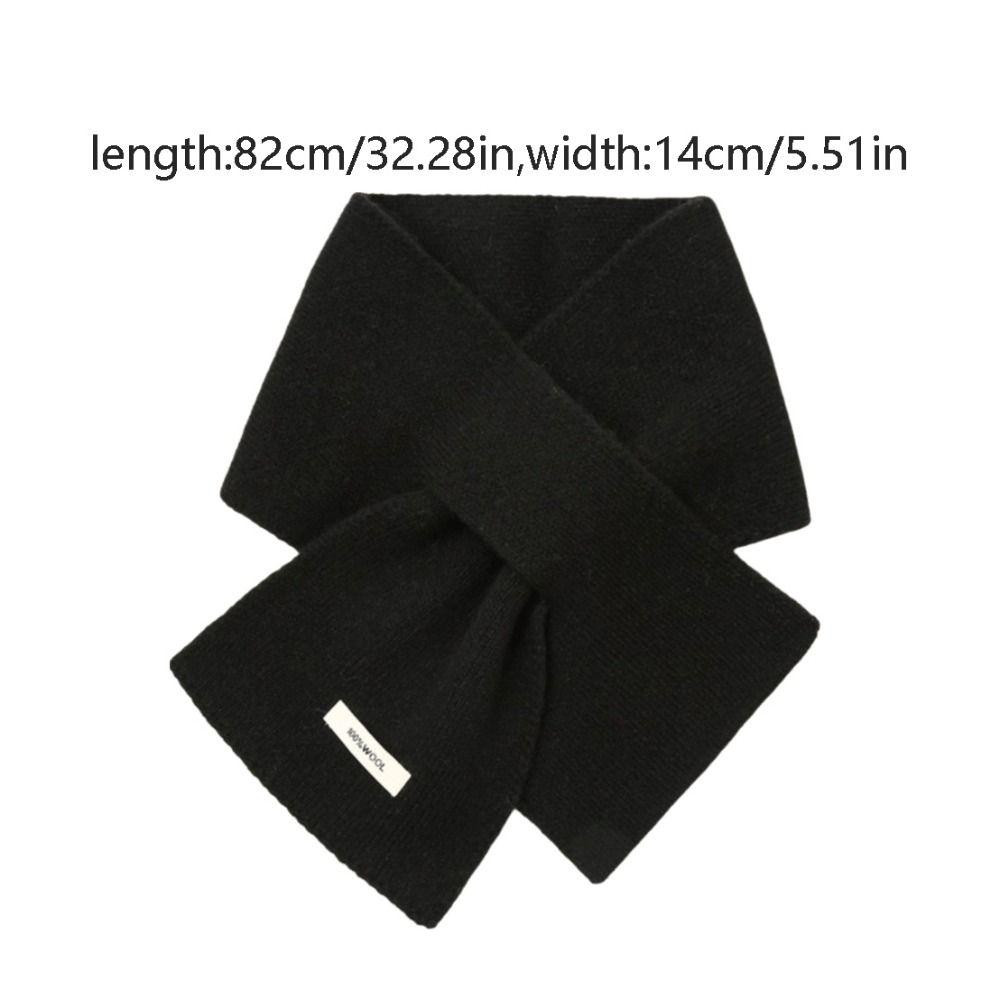Solid Color Cross Neck Warmer Windproof Minimalist Wool Knitted Scarf Thickened Cold Protection Women Winter Neckerchief