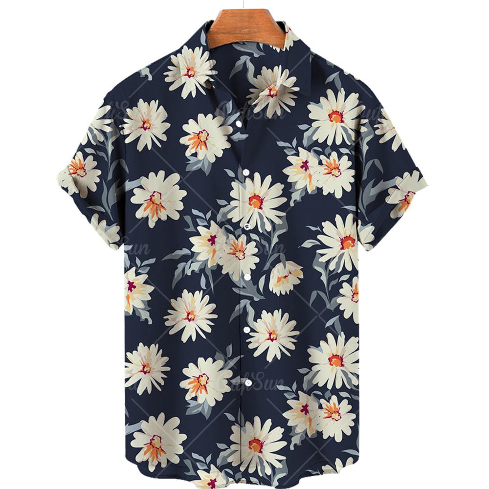 Camicie Hawaiane da Uomo Stampa 3D Grafica Girasole Moda Bottoni Manica Corta Collo a Revers Streetwear Camicie Hawaiane per Uomo Estate