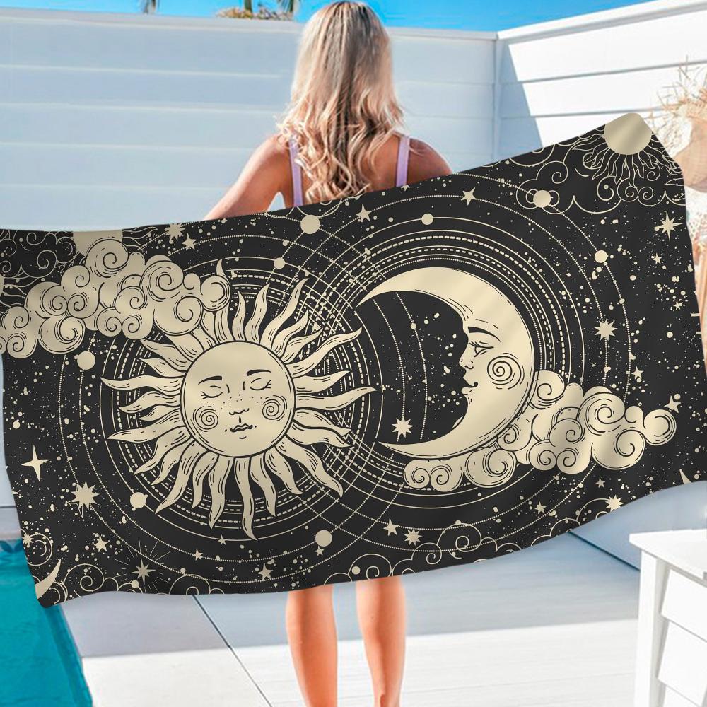 Witches Moon Tarot Beach Towel Colorful Bath Towels for Girl Microfiber Quick Dry Custom Sand Free Beach Yoga Spa Gym Pool