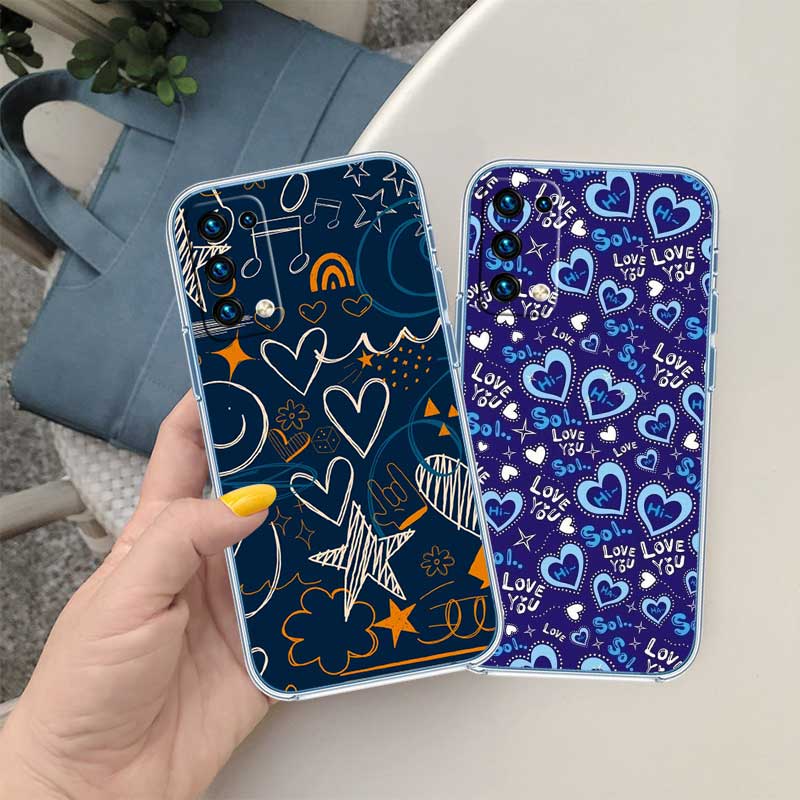 UP17 Calm Heart Transparent Phone Case for Samsung Galaxy A04 A04S A14 A23 A34 A54 M23 M33 M52 M53