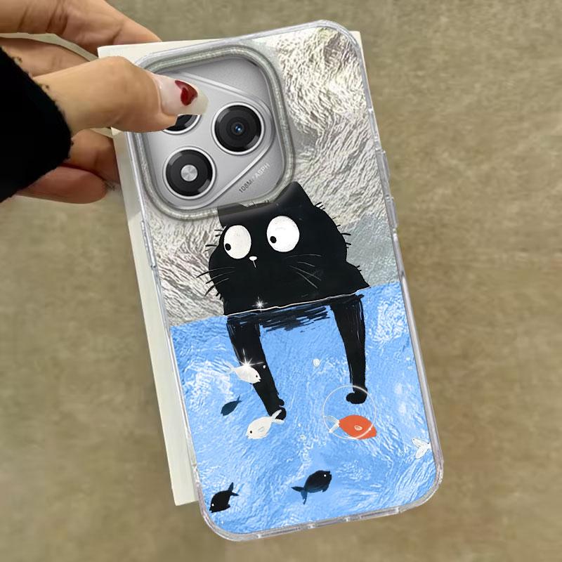 Hülle für For Honor 400 Lite 200 Pro 200Lite X9c X9a X8b X8a 5G Handyhülle Katze Schwarz Cartoon Für Honor 200 Schutzhüllen