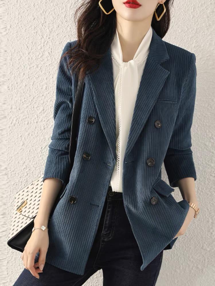 Retro Corduroy Suit Jacket for Women In Autumn / Winter, British Style Casual and Sophisticated Small Blazer with High-end Feel