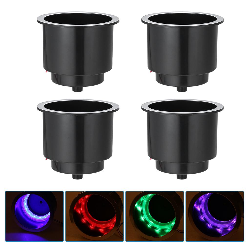 Plastic Marine RV Car Cup w/LED Lights |Drink Can Water Bottle Holder Plastic with Water Outlet Drain Holes for