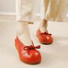 Johnature Women's Shoes Genuine Leather Flat Shoes Soft Soled Butterfly Bow Shallow Slip-on Shoes