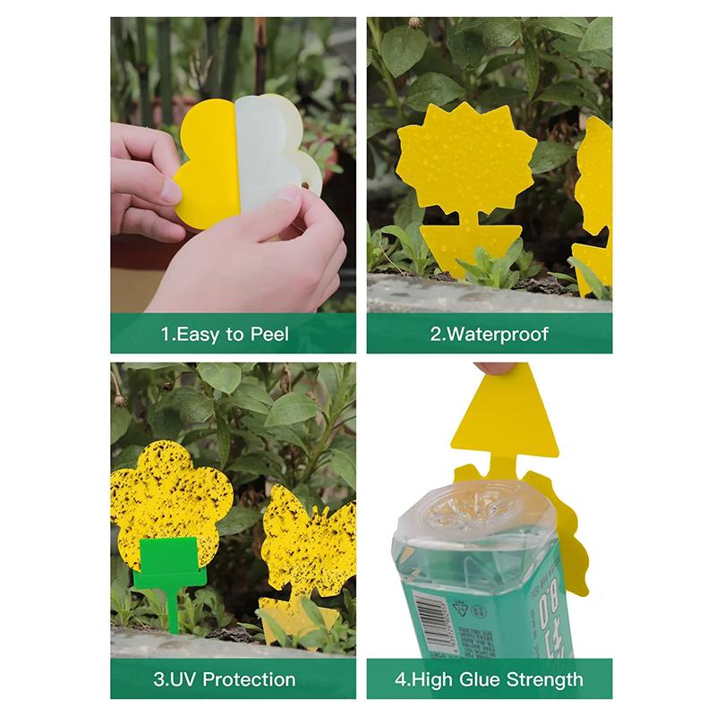 10pcs/set Home Garden Insect Lure Board, Yellow Sticky Insect Sticker, Tool For Eliminating Small Flying Insects And Pests In Flowers