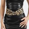 Fashion Leopard Print Pattern Rivet Metal Buckle Decoration Women Wide Waistband