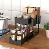 Sliding Mechanism Sliding Cabinet Basket With Hooks Storage Shelf  Bathroom Storage