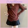Fashionable V Neck Top With Solid Color Design And Flower Decor For Women Spring Autumn Winter