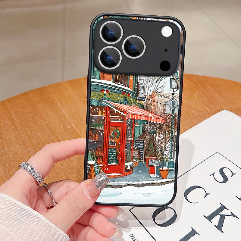 Snowy Town Street Phone Case For iPhone 17 Pro Max Funda iPhone 16 Pro Max 13 15 14 Air 16e Soft Edge Matte Back Cover Coque