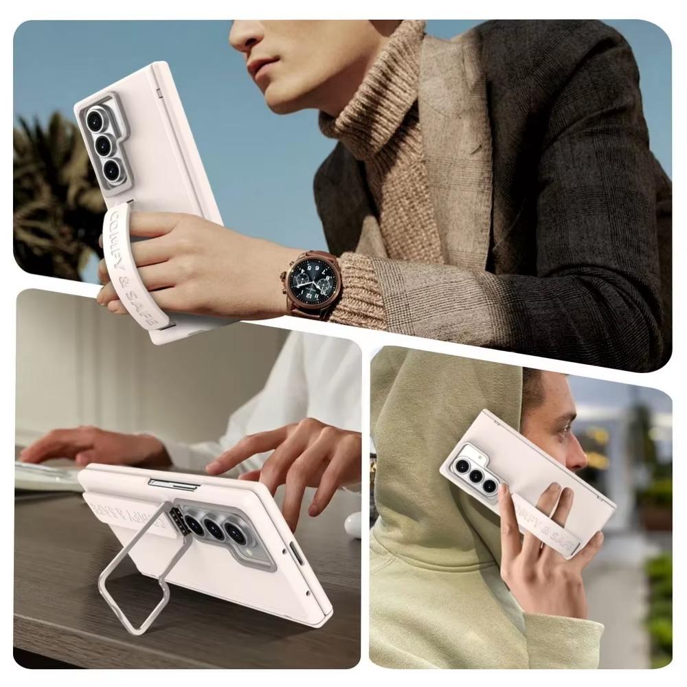 Busine Sle Multifunctional Lens Holder with Wristband Tempered Glass Film Case for Samsung Galaxy Z Fold 7 6 5 4 3 Protect Cover