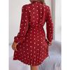 GMXIA Autumn and Winter Stylish Polka Dot Tie Waist-cinching Long-sleeved Pleated Skirt Women's Wear