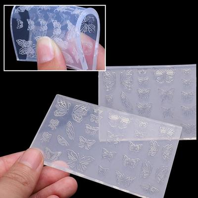 Forma na vyřezávání nehtů Motýl Silikonová 3D razítkovací destička na nehty Šablony na nehty Nástroje DIY UV gel Manikúrní nástroje Nadšenci do nehtového umění