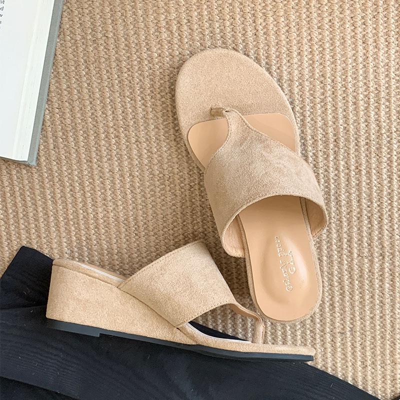 Mode 2025 Neue Mode Runde Zehen Damen Keilsandalen Pantoletten Schuhe Damen Hausschuhe Schuhwerk Sandalen mit Absatz Schuhe für Frauen Zehentrenner