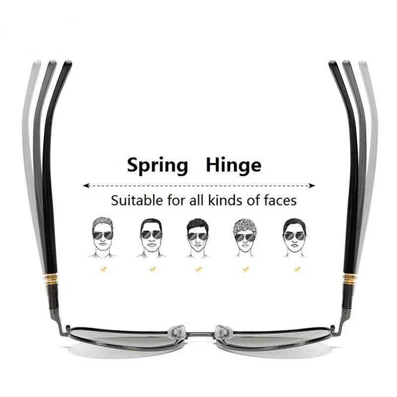 Pochromic Polarized Sunglasses for Men Women Color Changing Pilot Style Male Vintage UV400 Outdoor Driving Sun Glasses