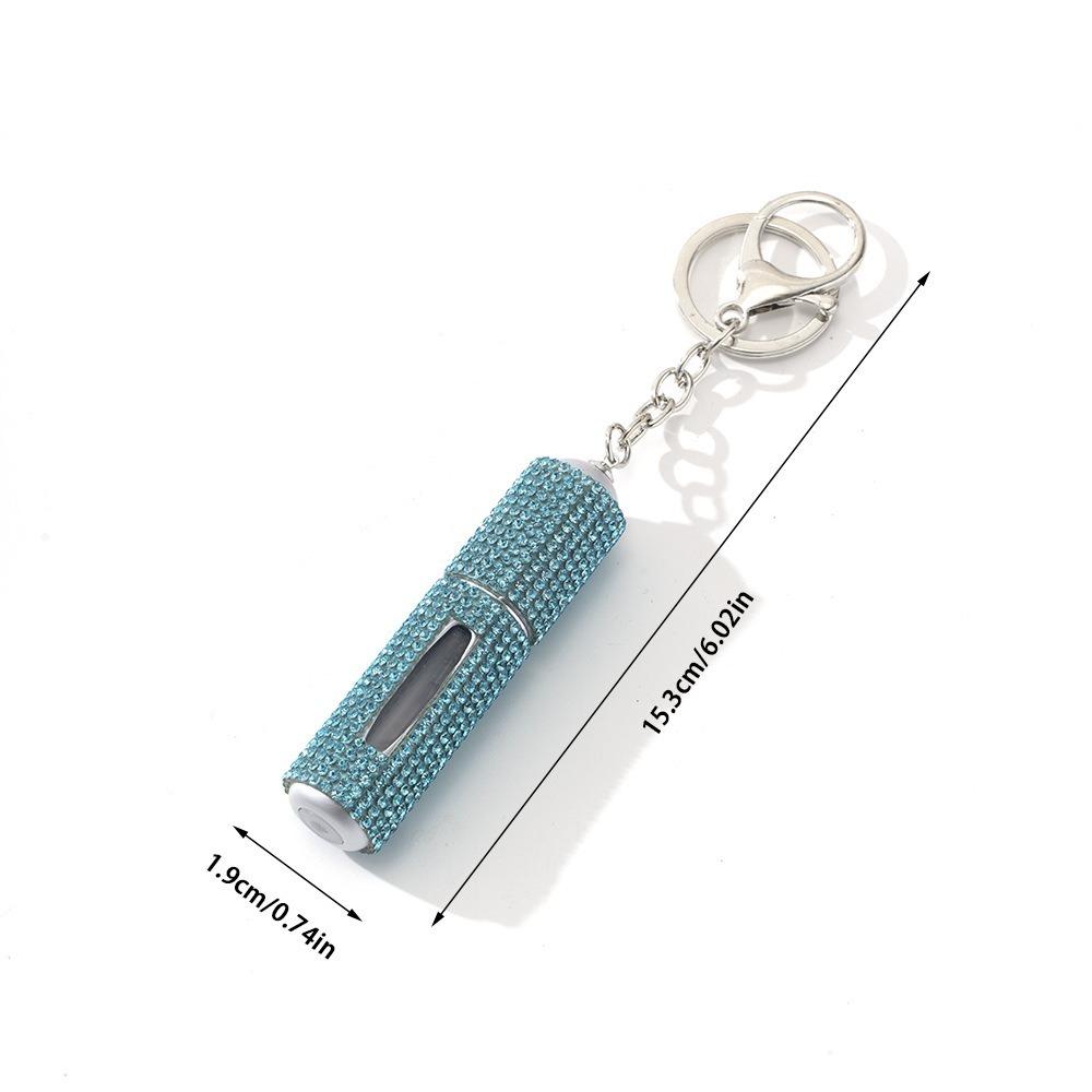Exquisite Bottom Refillable Keychain Bottle 5ml Crystal Key Ring Atomizer Rhinestone Portable Spray Bottle For Travel