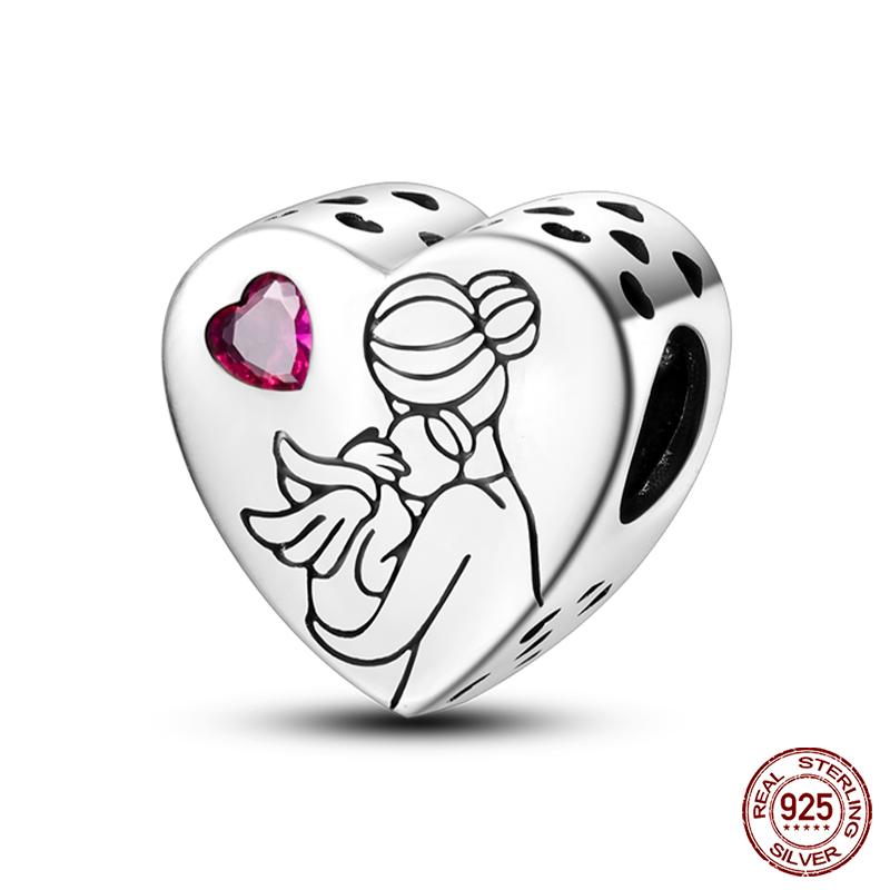 100% Copper Heart Shaped Warm Family Charm Beads Fit Qikaola Original Bracelets Fine Diy Mother'S Day Jewelry Gifts