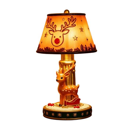Bedroom Holiday Decor Christmas Lighted Table Lamp, Santa Claus Reindeer Garden Balcony Ornaments Desktop Ornament for Living Room Indoor Home