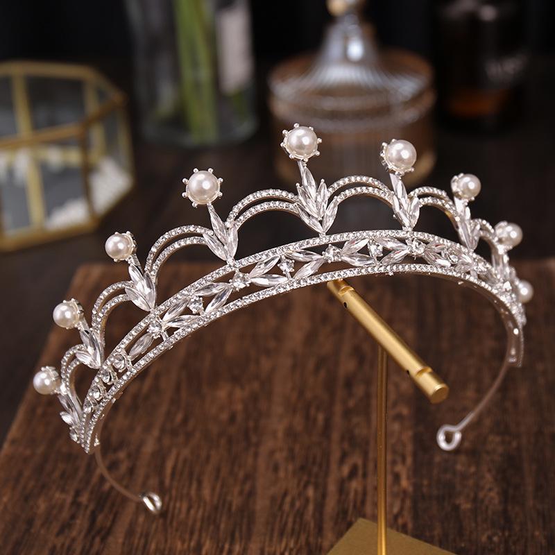 New Minimalist Crown Headwear Pearl and Rhinestone Princess Crown Hair Accessory Wedding Banquet Dress and Wedding Dress Accessories