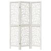 3 Piece Room Divider White Solid Paulownia Wood