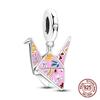 Japanese Paper Crane Charms Copper Craft Wishes Peace Dangle Pendant Fit Bangle Bracelet Necklace Diy Jewellery