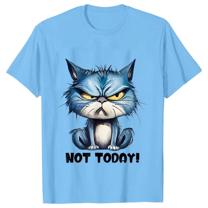 Funny Cat Sarcastic Antisocial Attitude Print Tshirts for Women Angry Cat Tshirts Not Today Introvert Female Tee Shirts Femme