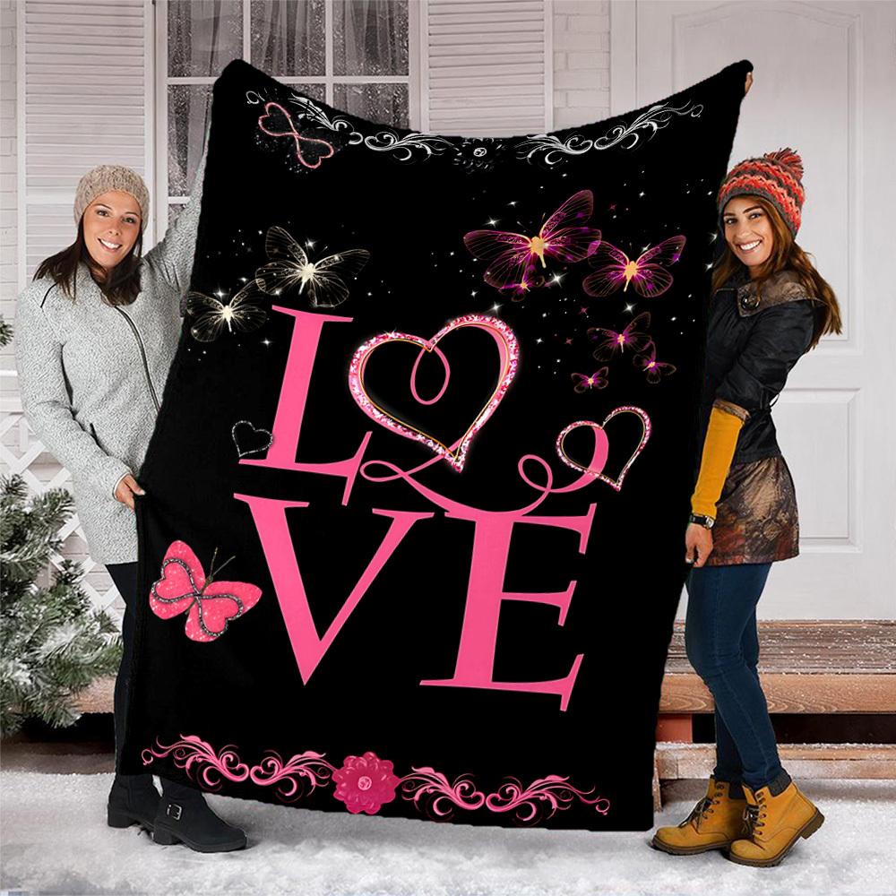 1 Stück Schmetterling Liebe Outdoor Flanell Decke Weich Ganzjahres Polyester Überwurf , Perfekt für Picknicks & Reisen , Picknick Zubehör