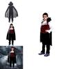 Elegant Black And Red Vampire Costume For Boys With Lace Details And Stand-up Collar