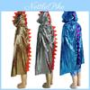 Halloween Dinosaur Costume Cape For Kids Dragon Dress Up Hooded Cloak Spiky Dinosaur Scales Design