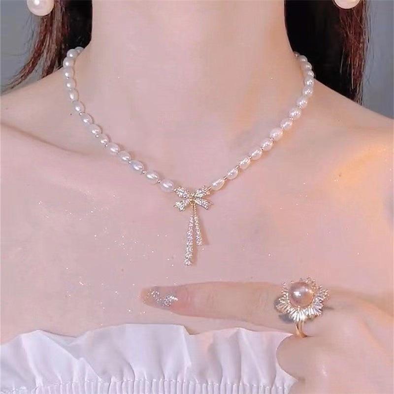 2022 Spicy Girl Pendant: Bow Flower & Heart Clavicle Chain Necklace – Japan & South Korea Niche Style