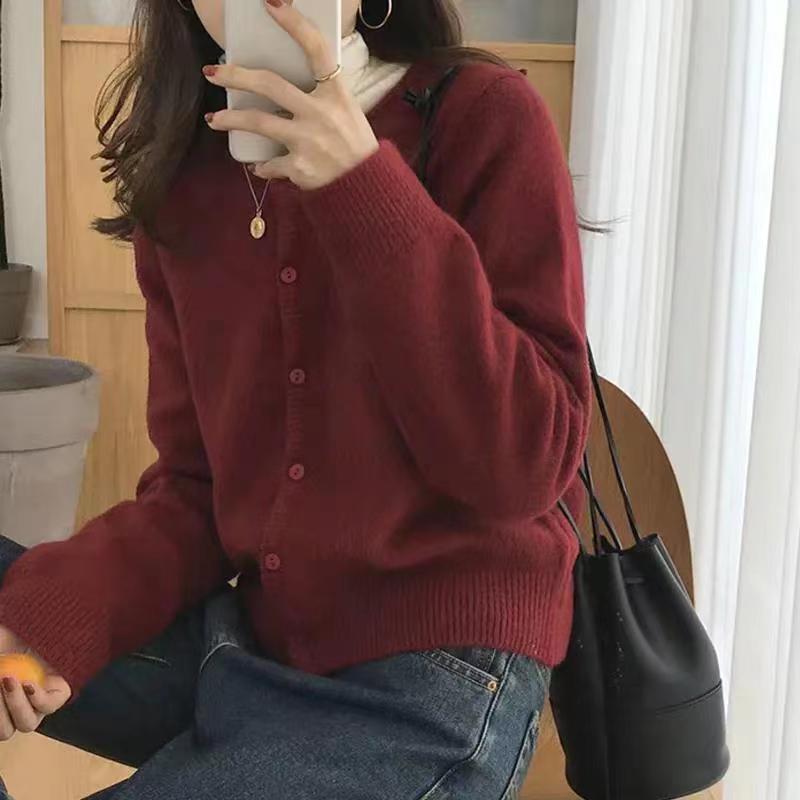 Loose Sweater Coat for Women Solid Color Korean-style Stylish Knitted Cardigan Long-sleeved Fur Coat for Women In Autumn and Winter Cardigan Top