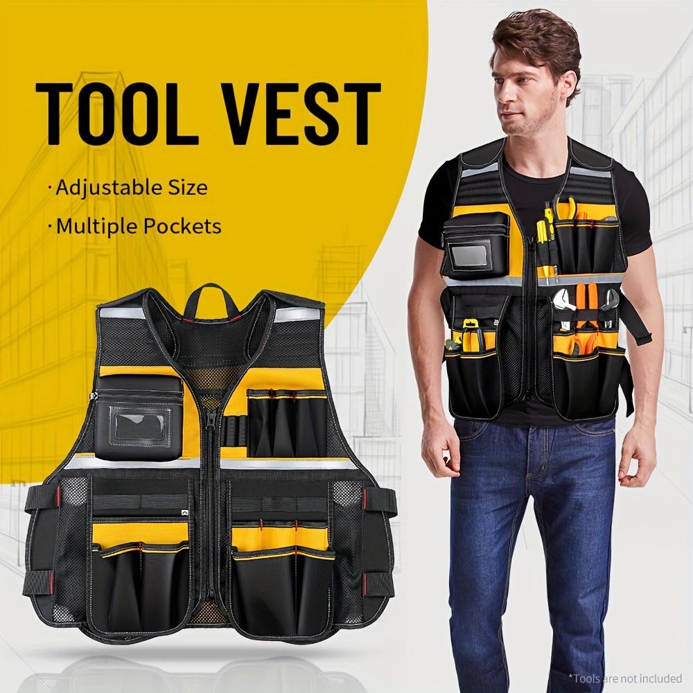 Adjustable Electrical Tool Vest -Durable Multi-Pocket Storage Bag for Handyman, Carpenter Work Vest with Zip Pocket, Electrical Tools for Electricians