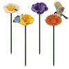 Bee Water Feeder, Handmade Ceramic Flower Garden Stake, Mini Pollinator Watering Station, Small Bird Bath Butterfly Feeder for Outdoor Yard Art Decor