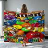 1PC M&M's Custom Name Patterned Flannel Blanket Suitable For All Seasons for Home Decor Warmth and Comfort Gifts Holiday Present
