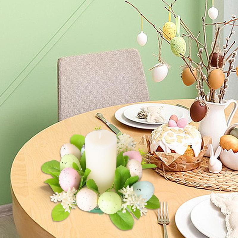 Candy Color Egg Candle Holder Flower Wreath Easter Party Decoration Desktop Home Centerpieces Table Arrangement Candles Wreath