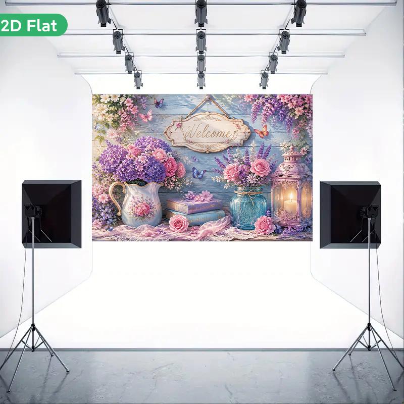 1Pcs Floral Welcome Sign Decoration Background Winter Backdrop Decorations For Photo Studio Photo Booth Christmas Party