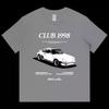 American Retro Car Print Short-sleeved Loose T-shirt Men's and Women's Summer Tide Brand Half-sleeved Hiphop Top Men T Shirt