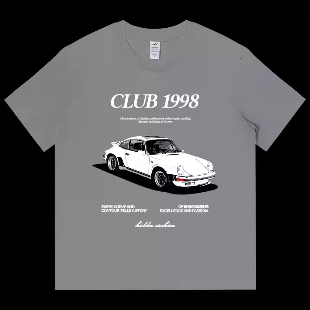 American Retro Car Print Short-sleeved Loose T-shirt Men's and Women's Summer Tide Brand Half-sleeved Hiphop Top Men T Shirt