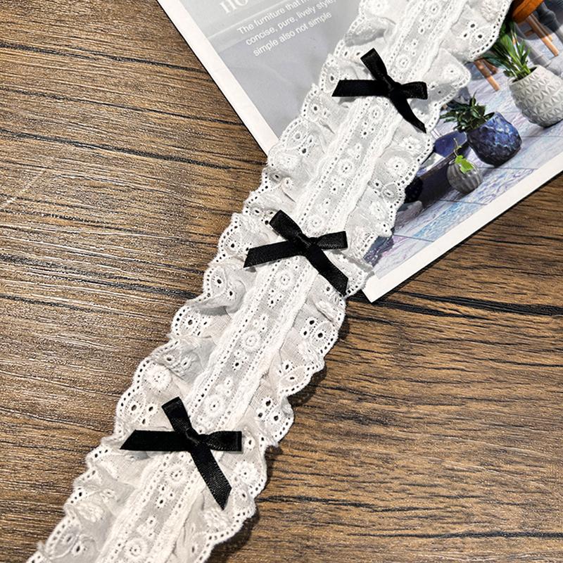 1Yard 5.5Cm Wide Luxury 3D Pleated Pink Lace Embroidered Bows Applique Ribbon Women Dress Cloth Trim Diy Home Sewing Supplies